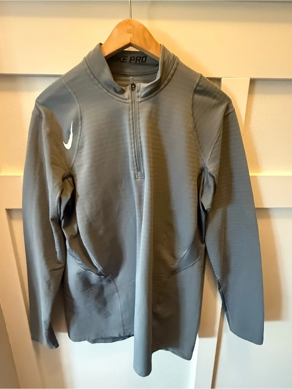 Nike Gray Half-Zip Training Top with White Swoosh